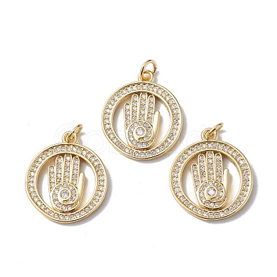 Brass Micro Pave Cubic Zirconia Pendants KK-E003-05G-1