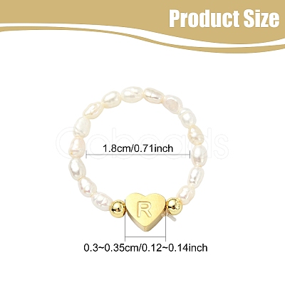 Natural Freshwater Pearl & 304 Stainless Steel Bead Finger Rings RJEW-FS00001-18-1