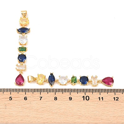 Brass Cubic Zirconia Pendants KK-C166-07G-1