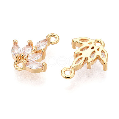 Brass Pave Clear Cubic Zirconia Connector Charms KK-T078-03G-03-1