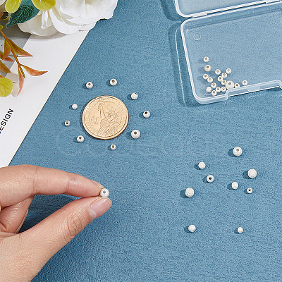 36Pcs 3 Size Round 925 Sterling Silver Textured Beads STER-DC0001-33-1