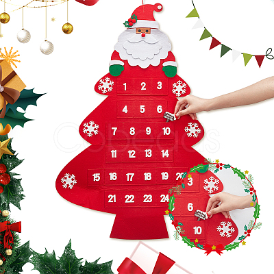 Christmas Tree Felt Fabric Pendant Decorations with Advent Calendar DIY-WH0032-26-1