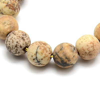 Frosted Natural Picture Jasper Round Bead Strands LS-G-M064-4mm-05-1
