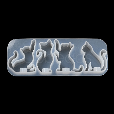 Cat Shape Pendant DIY Silhouette Silicone Mold DIY-K067-02C-1
