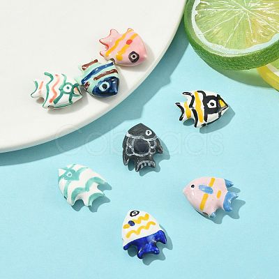 8Pcs 8 Colors Handmade Porcelain Beads PORC-FS0001-52-1