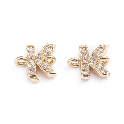 Brass Micro Pave Cubic Zirconia Letter Links X-ZIRC-I042-16G-K-1