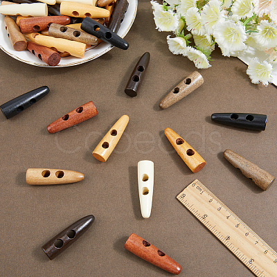 64Pcs 8 Colors 2-Hole Wood Buttons WOOD-GF0002-35B-1
