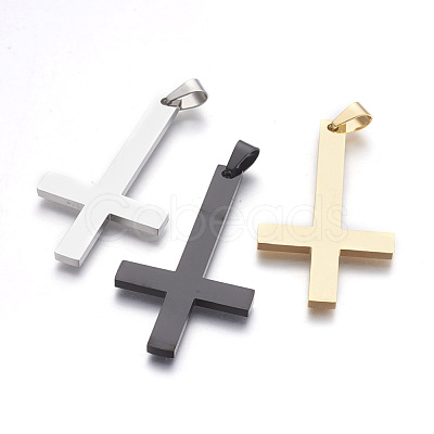 304 Stainless Steel Saint Peter's Cross Big Pendants STAS-L218-04-1