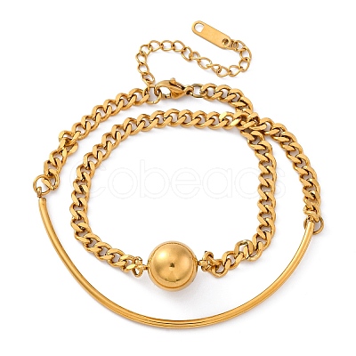 304 Stainless Steel Curb Chain Wrap Bracelets for Women BJEW-A036-12G-1