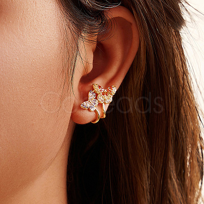 925 Sterling Silver Micro Pave Cubic Zirconia Stud Earrings EJEW-K284-06G-1