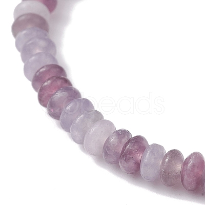 Natural Lepidolite/Purple Mica Stone Rondelle & Pearl Beaded Stretch Bracelets BJEW-JB09918-04-1