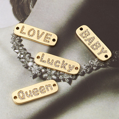 Brass Micro Pave Cubic Zirconia Links ZIRC-TA0001-14G-1