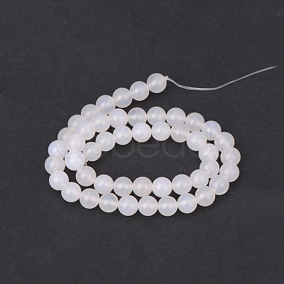 Natural White Agate Round Beads Strands G-N0151-10-8mm-1