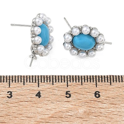 Brass and ABS Plastic Imitation Pearl Stud Earring Findings KK-C172-14B-P-1