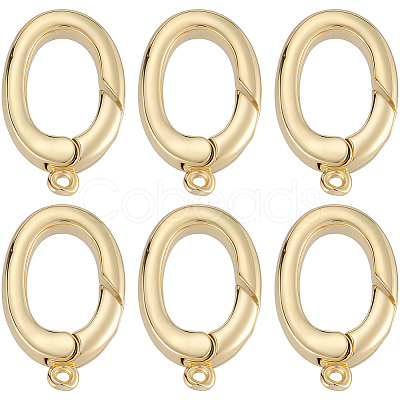 6Pcs Rack Plating Brass Spring Gate Rings KK-SC0006-48G-01-1