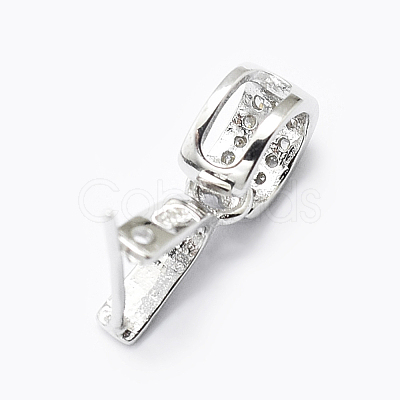 Anti-Tarnish Rhodium Plated 925 Sterling Silver Micro Pave Cubic Zirconia Pendant Bails STER-P034-43P-1
