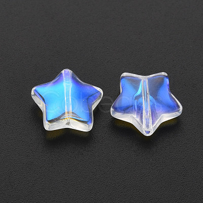 Electroplate Transparent Glass Beads GLAA-T022-25-B01-1