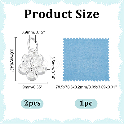 2Pcs 925 Sterling Silver Flower Charms STER-HY0001-23-1