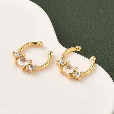 Brass Pave Clear Cubic Zirconia Circular/Horseshoe Barbell Nose Rings EJEW-D337-18A-G-1