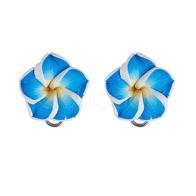 Handmade Polymer Clay Plumeria Stud Earrings EJEW-JE06438-1