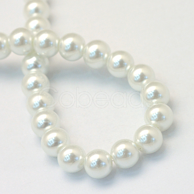 Baking Paint Pearlized Glass Pearl Round Bead Strands HY-Q003-14mm-01-1