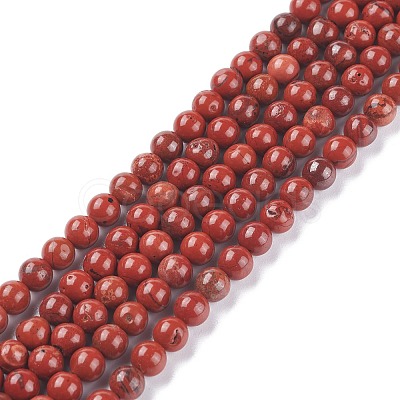 Natural Red Jasper Beads Strands G-E375-6mm-03-1