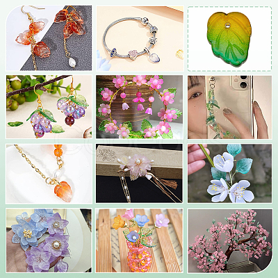 100Pcs Autumn Theme Two-Tone Transparent Glass Charms GLAA-PH0003-84A-1