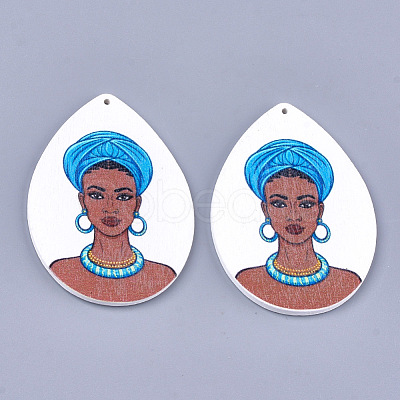 Printed Wooden Big Pendants WOOD-S050-12K-1
