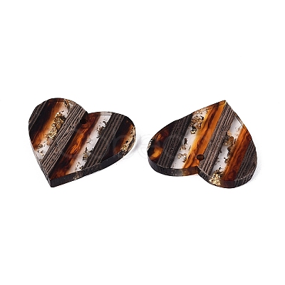 18Pcs 9 Styles Transparent & Opaque Resin & Walnut Wood Pendants RESI-N053-07-1
