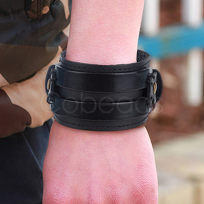 2Pcs Cowhide Cord Wide Cord Bracelets BJEW-CL0001-63B-1
