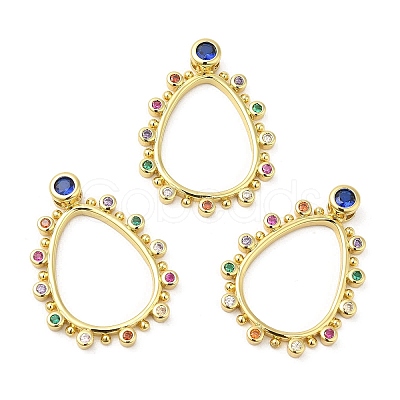 Brass Pave Cubic Zirconia Pendants KK-Z028-03G-1