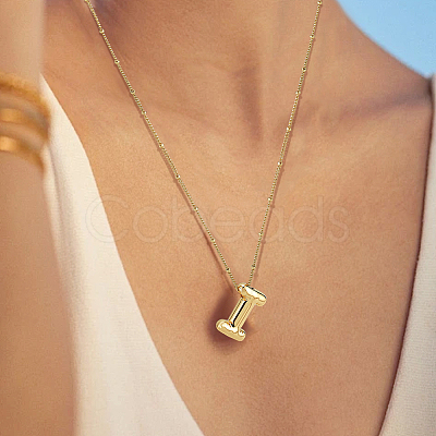 1pc Brass Chain with Alloy Letter Pendants Necklaces NJEW-LP0001-41I-G-1