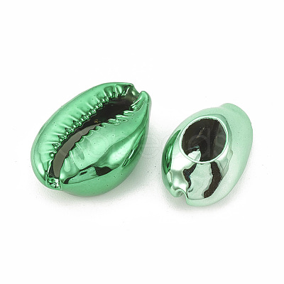 Electroplated Natural Cowrie Shell Beads X-SSHEL-S258-06B-1