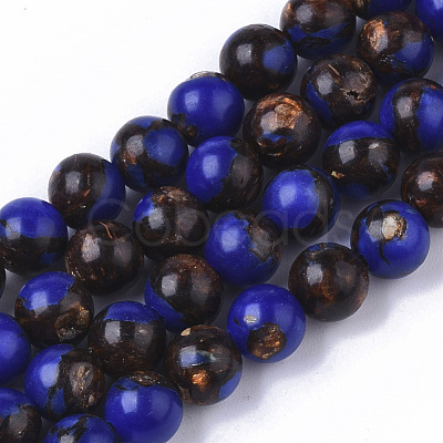 Assembled Bronzite and Natural Lapis Lazuli Beads Strands G-S366-026B-1