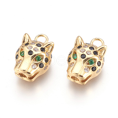 Brass Micro Pave Cubic Zirconia Pendants X-KK-O106-19G-1