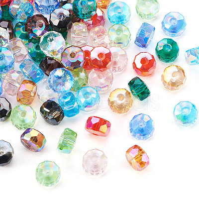 100Pcs 10 Colors Transparent Glass Beads Strands GLAA-TA0001-40-1