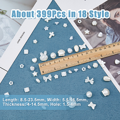399pcs 18 Style ABS Plastic Imitation Pearl Beads KY-DC0001-17-1