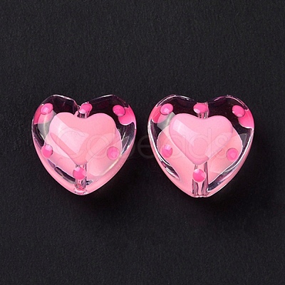 Glass Heart Beads GLAA-D005-01A-1