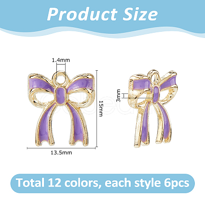 72Pcs 12 Colors Alloy Enamel Pendants ENAM-HS0001-06-1