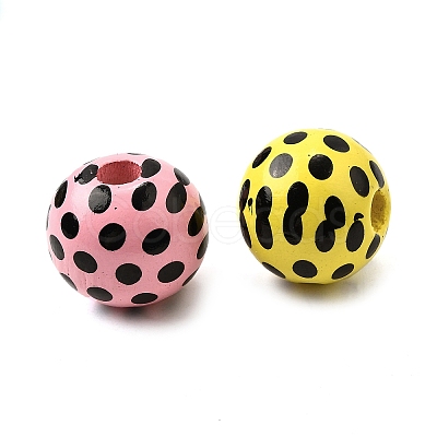 Printed Schima Wood Beads WOOD-L022-04B-02-1