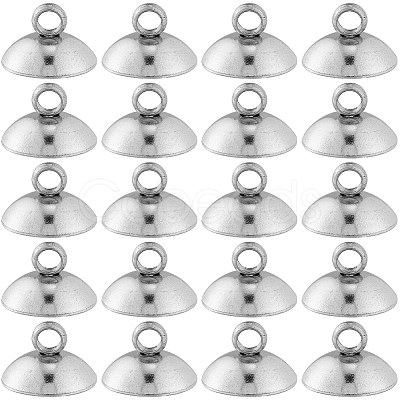 SUNNYCLUE 100Pcs 304 Stainless Steel Bead Cap Pendant Bails STAS-SC0005-92-1