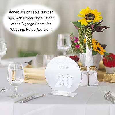 Acrylic Mirror Table Number Sign AJEW-WH0258-861A-1