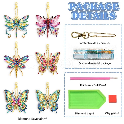 DIY Diamond Painting Butterfly Keychain Kits PW-WGC0FFB-01-1