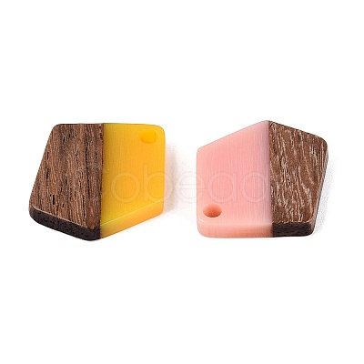 Opaque & Transparent Resin & Walnut Wood Pendants RESI-N053-35-1