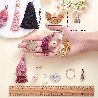 DIY Layered Tassel Drop Earring Making Kit DIY-SZ0009-86-1