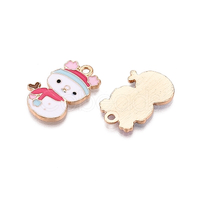 Christmas Theme Rack Plating Alloy Enamel Pendants ENAM-T021-14KCG-1