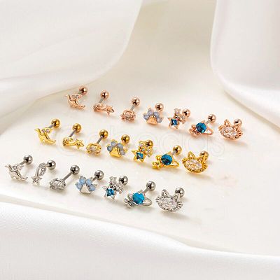 316L Stainless Steel Cubic Zirconia Cartilage Earrings for Women WGF6ABA-24-1