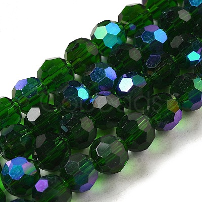 Electroplate Transparent Glass Beads Strands EGLA-A035-T8mm-L10-1