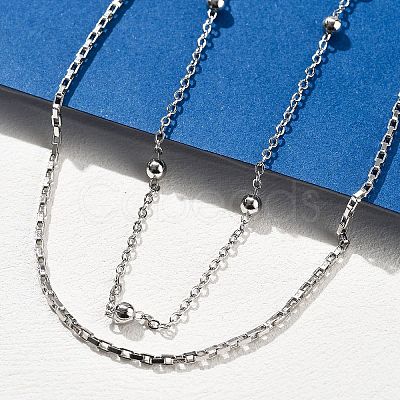 Brass Double Layer Necklaces NJEW-D302-54P-1