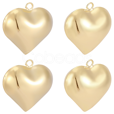 5Pcs Heart Brass Pendants KK-BBC0025-58A-1